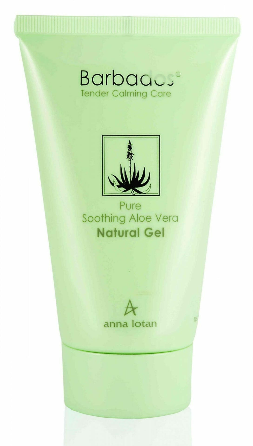 Anna Lotan Barbados Pure Soothing Aloe Vera Natural Gel raminamoji alavijų želė 125ml tūbelė baltame fone