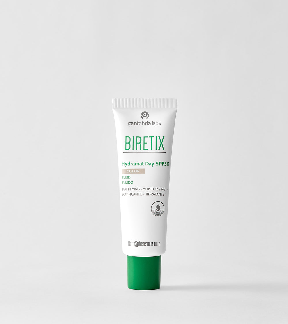 BIRETIX Hydramat Day SPF 30 fluidas su spalva, 50 ml – tūbelė, priekinis vaizdas