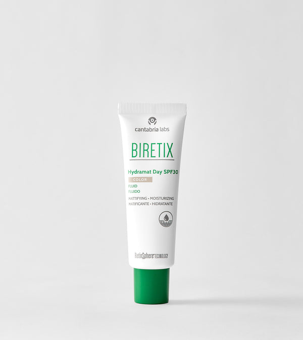 BIRETIX Hydramat Day SPF 30 fluidas su spalva, 50 ml – tūbelė, priekinis vaizdas