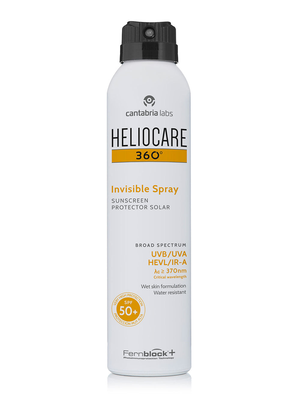 Heliocare 360 Invisible apsauginis purškiklis kūnui SPF50+, 200 ml, baltame fone