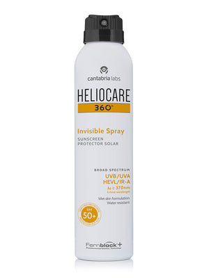 Heliocare 360 Invisible apsauginis purškiklis kūnui SPF50+, 200 ml, baltame fone