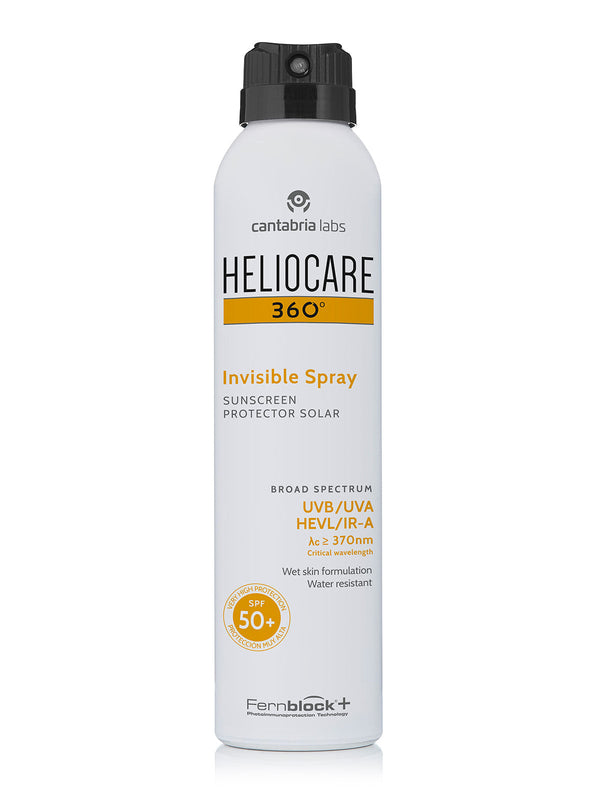 Heliocare 360 Invisible apsauginis purškiklis kūnui SPF50+, 200 ml, baltame fone