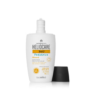 Atidarytas HELIOCARE 360 Pediatrics Mineral SPF50+ vamzdelis su dozatoriumi