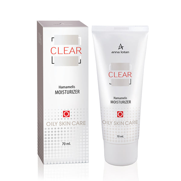 Anna Lotan Clear Hamamelis Moisturizer – raminamasis drėkiklis su hamamelio ekstraktu, 70ml, dėžutė ir buteliukas