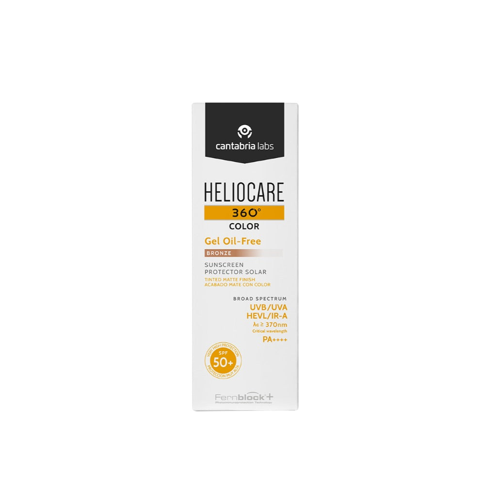 HELIOCARE 360 Oil-Free apsauginis gelis SPF50+ Bronze, atidarytas dozatorius