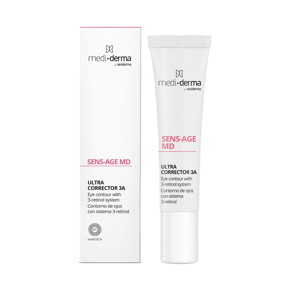 MEDI+DERMA SENS-AGE MD Ultra Corrector 3A paakių kremas su retinoliu, 15 ml, pakuotė ant balto fono