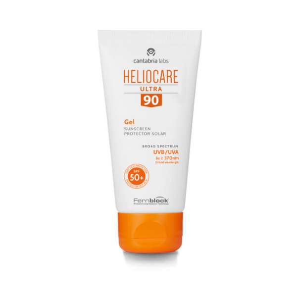 Heliocare Ultra 90 apsauginis gelis SPF50+, 50ml – tūbelė baltame fone