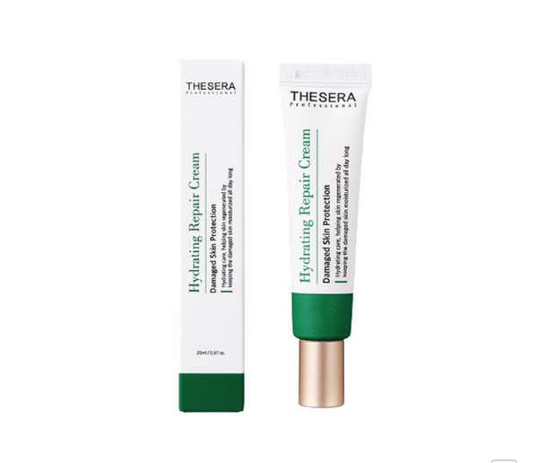 THESERA Hydrating Repair veido kremas, 20 ml – tūbelė ir dėžutė, kitas rakursas