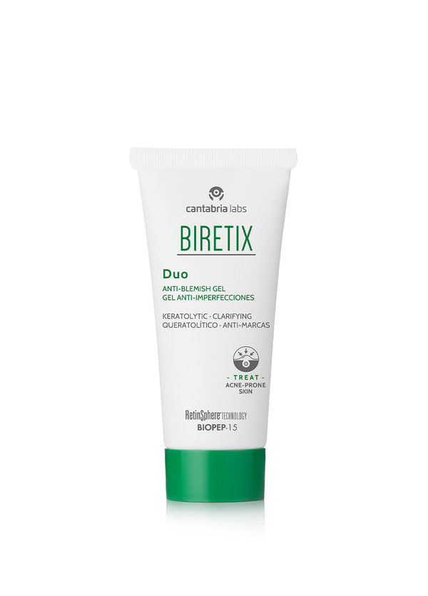 BIRETIX Duo Anti-Blemish gelis, 30 ml tūbelė baltame fone