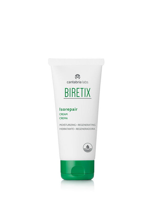 BIRETIX Isorepair veido kremas, 50 ml tūbelė baltame fone