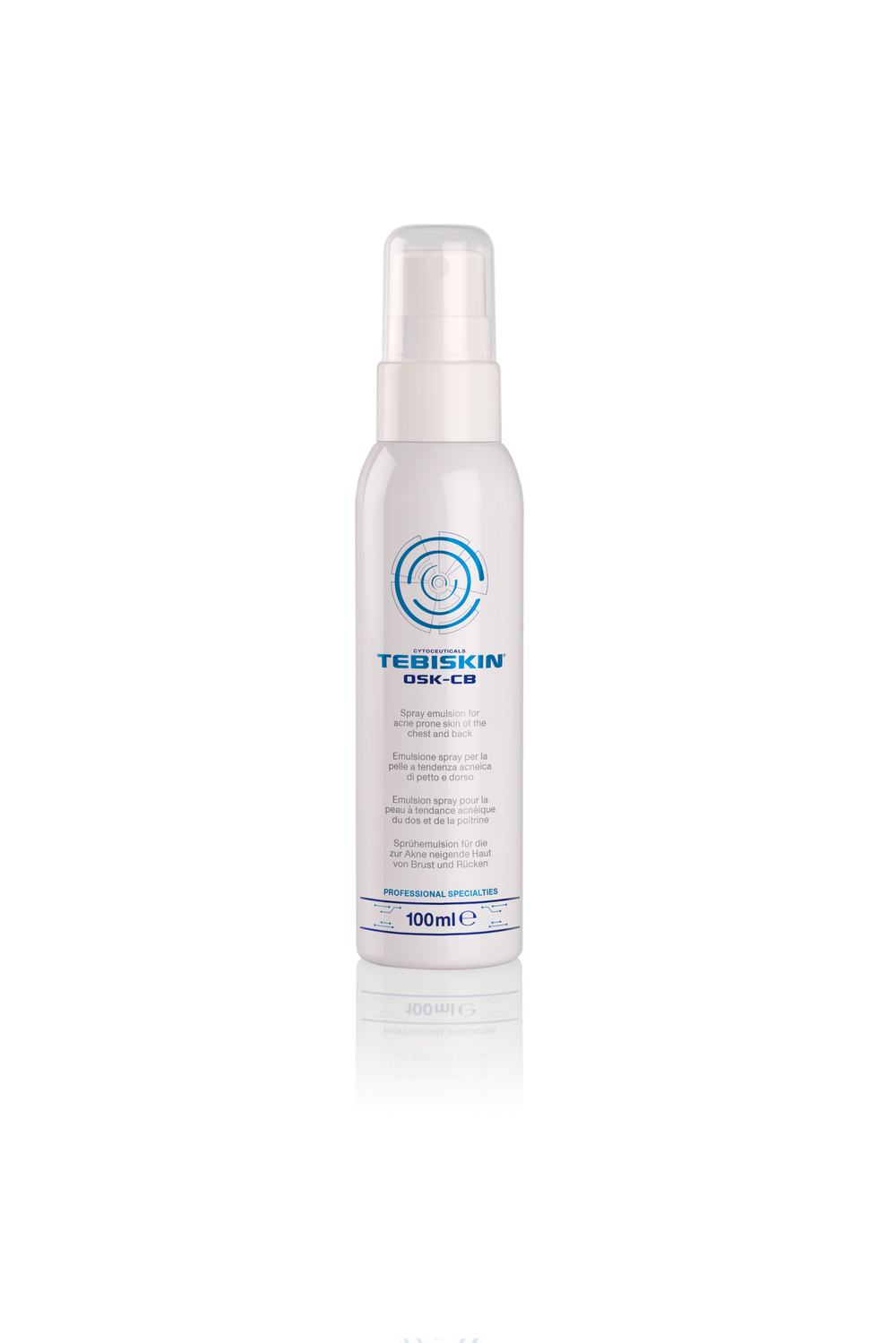 TEBISKIN®OSK-CB speciali purškiama emulsija, skirta į aknę linkusiai krūtinės ir nugaros odai, 100 ml