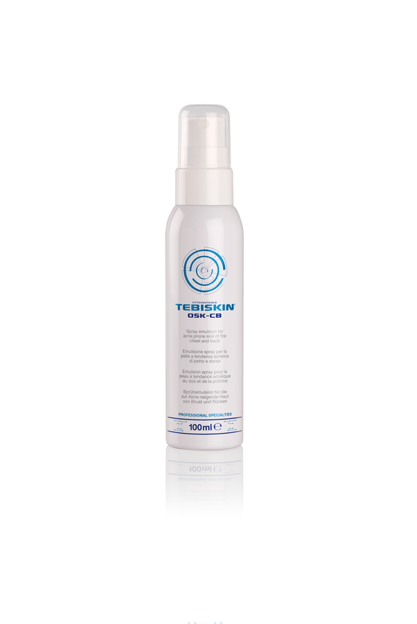 TEBISKIN®OSK-CB speciali purškiama emulsija, skirta į aknę linkusiai krūtinės ir nugaros odai, 100 ml