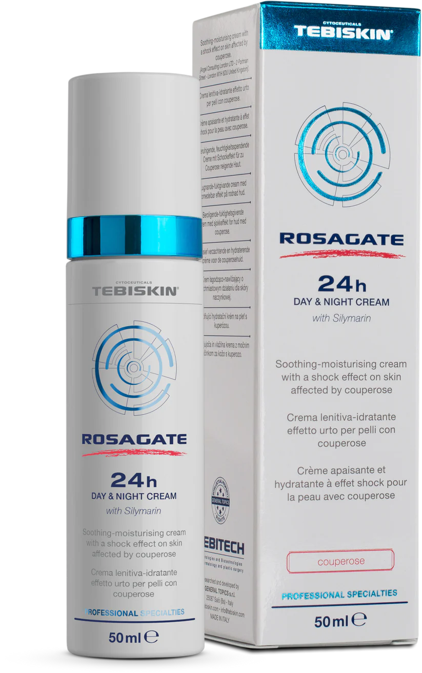 ROSAGATE® 24h DAY & NIGHT CREAM Raminamasis ir drėkinamasis kremas nuo kuperozės kenčiančiai odai, 50 ml