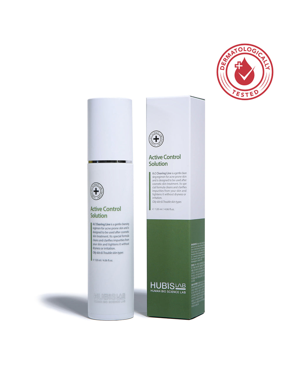 HUBISLAB Active Control Tonikas 120 ml – balta pakuotė, tonikas riebiai ir probleminei odai