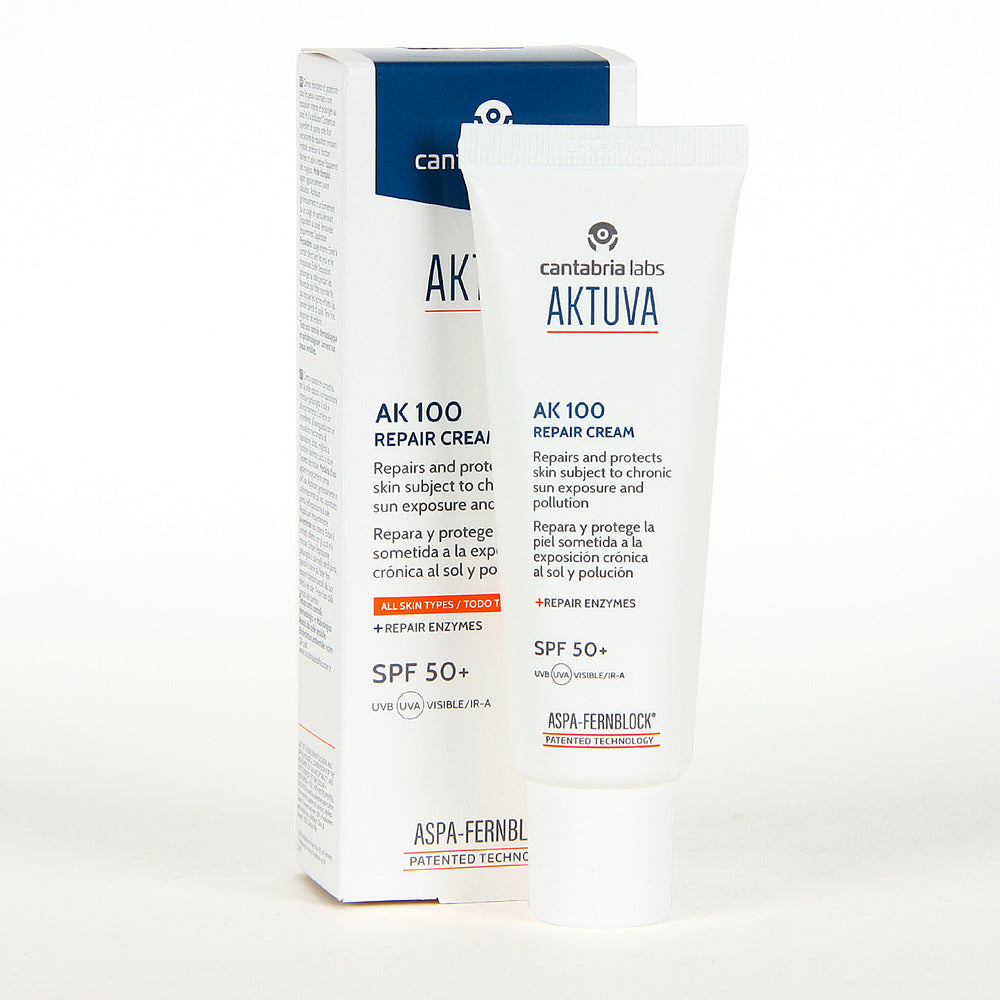AKTUVA AK100 Repair Kremas SPF50+, 50 ml – dėžutė ir tūbelė