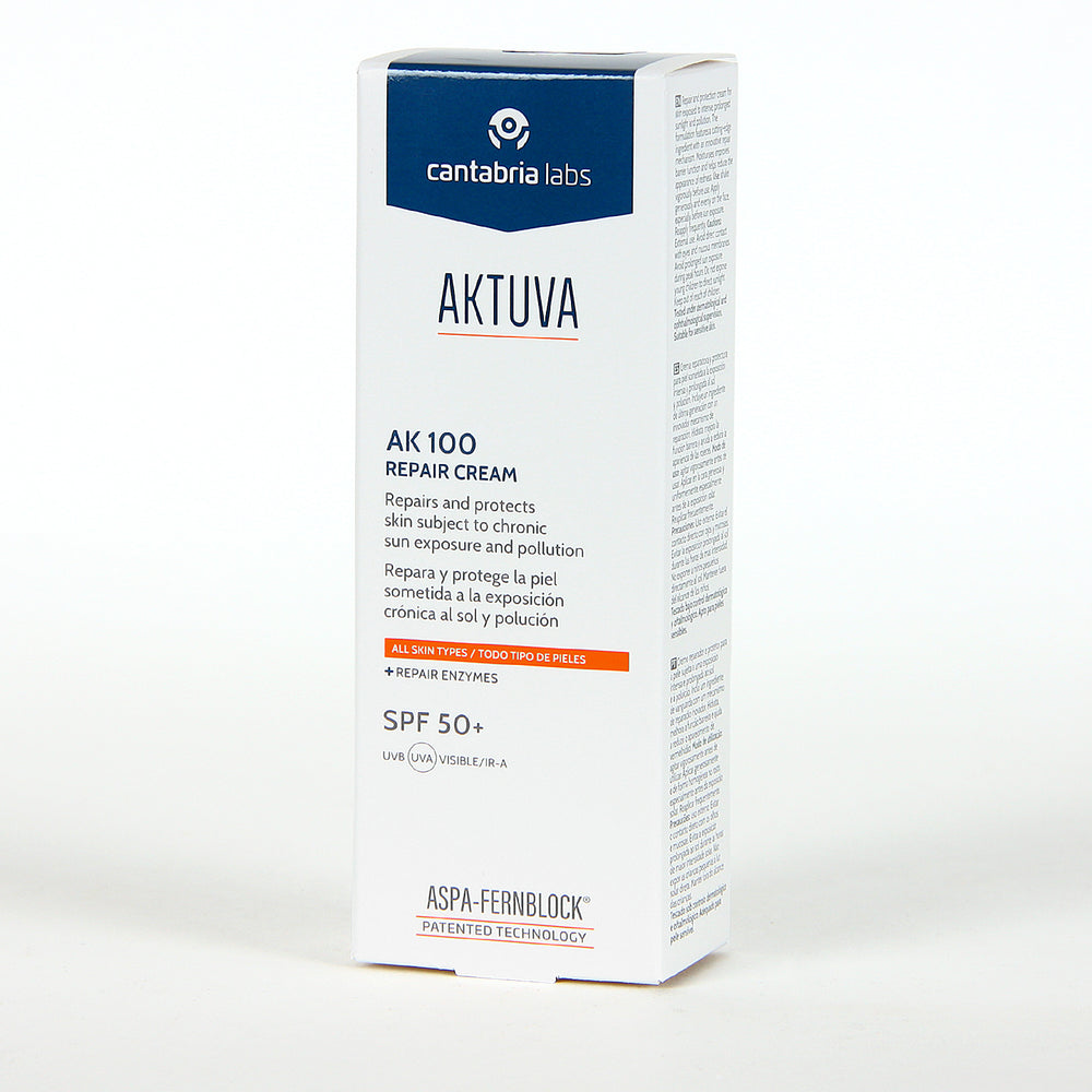 AKTUVA AK100 Repair Kremas SPF50+, 50 ml – dėžutė ir tūbelė