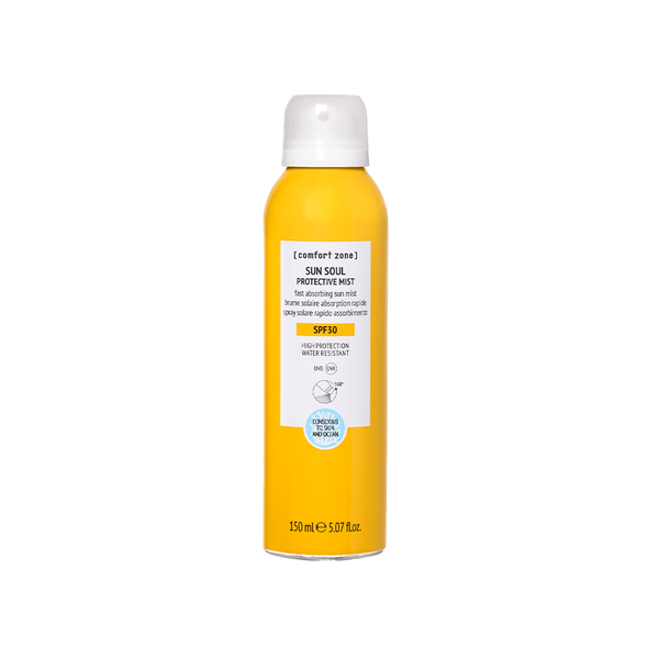 Comfort Zone Sun Soul Protective Mist SPF30 purškiama dulksna nuo saulės, 150 ml, baltame fone