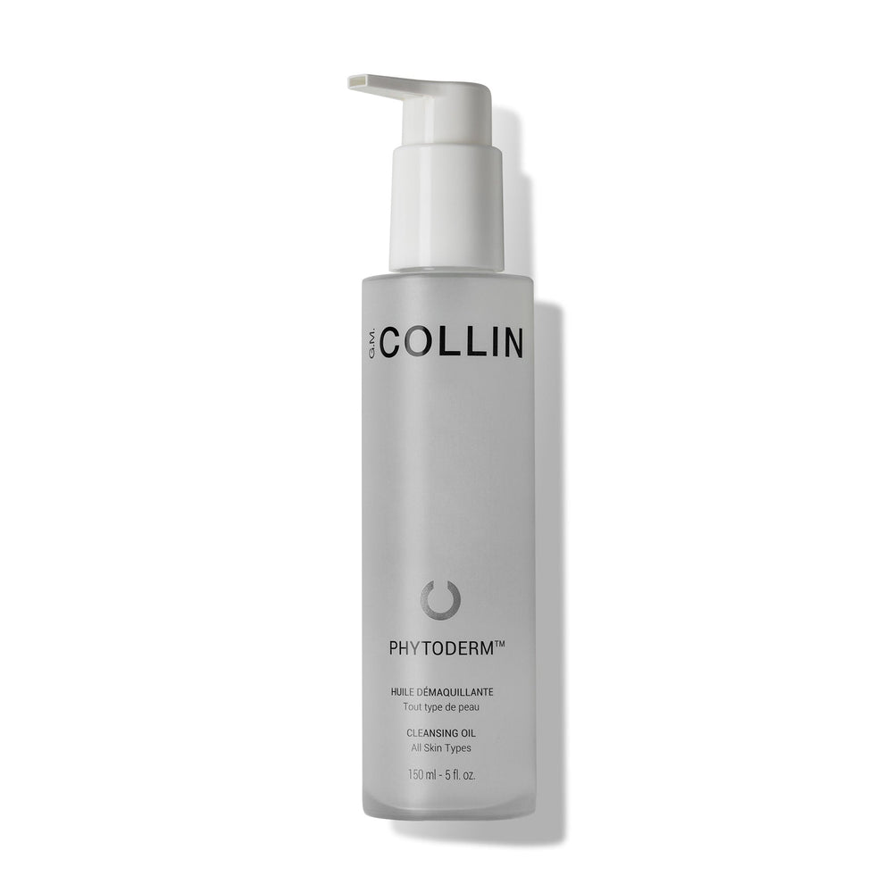 G.M. Collin Phytoderm valomasis aliejus, 150 ml buteliukas su pompa baltame fone