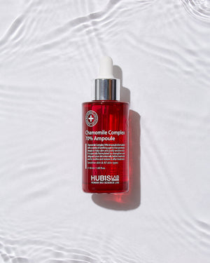 HUBISLAB ampulė su 70% ramunėlių kompleksu, 50 ml, buteliukas vandens fone