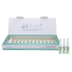 HUBISLAB BIO CELL valomasis fluidas, 12 x 2 ml – produkto pakuotė baltame fone