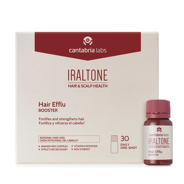 IRALTONE Hair Efflu Booster papildai 30 x 15 ml dėžutė ir ampulė