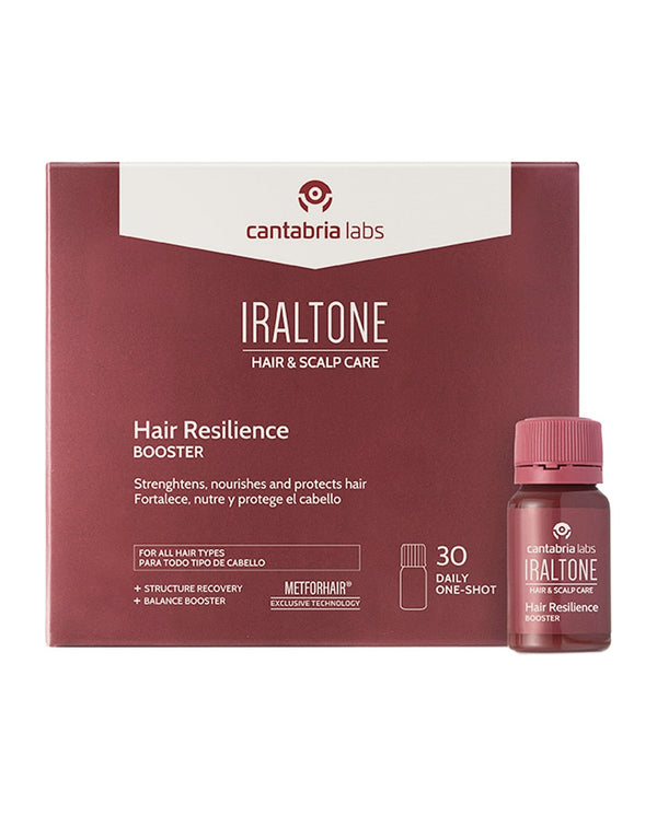 IRALTONE Hair Resilience Booster papildai ampulėmis, dėžutė ir ampulė