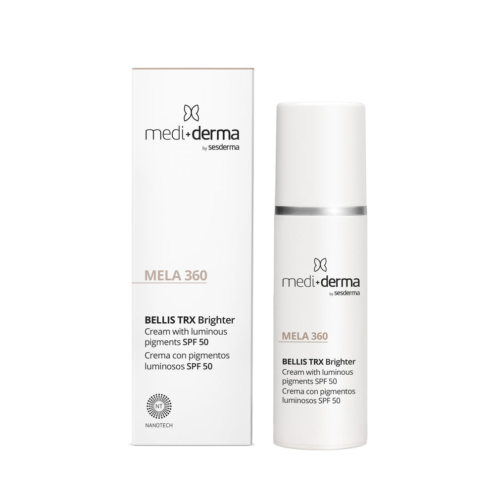 MELA 360 Bellis TRX depigmentuojantis, švytėjimo suteikiantis veido kremas SPF 50, 30 ml