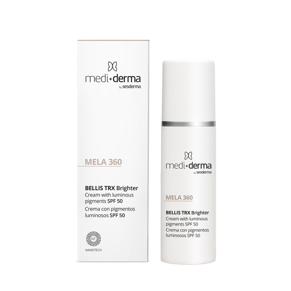 MELA 360 Bellis TRX depigmentuojantis, švytėjimo suteikiantis veido kremas SPF 50, 30 ml