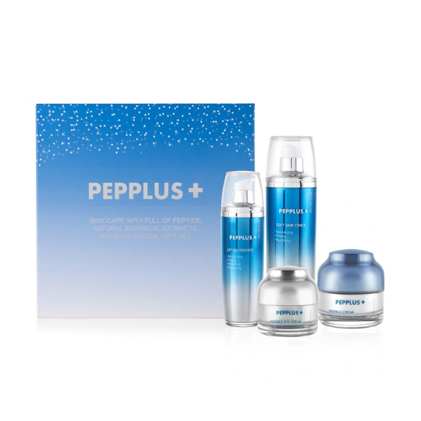 PEPPLUS PREMIUM RINKINYS, dėžutė ir keturi produktai baltame fone