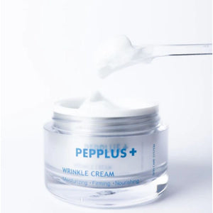PEPPLUS veido kremas stangrumo stokojančiai odai 50 ml tekstūra ir mentelė