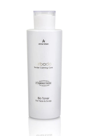 Anna Lotan Barbados Bio Toner veidui ir galvos odai 200ml buteliukas baltame fone