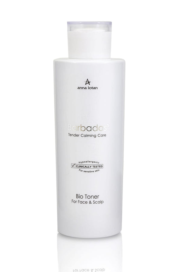 Anna Lotan Barbados Bio Toner veidui ir galvos odai 200ml buteliukas baltame fone
