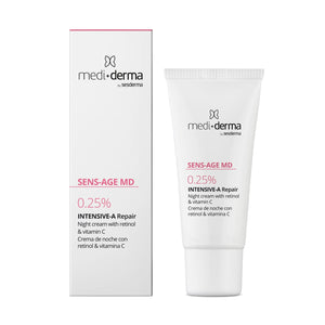 SENS-AGE MD Intensyvus naktinis veido kremas su 0,25% retinolio, 30 ml – Mediderma dėžutė ir tūbelė