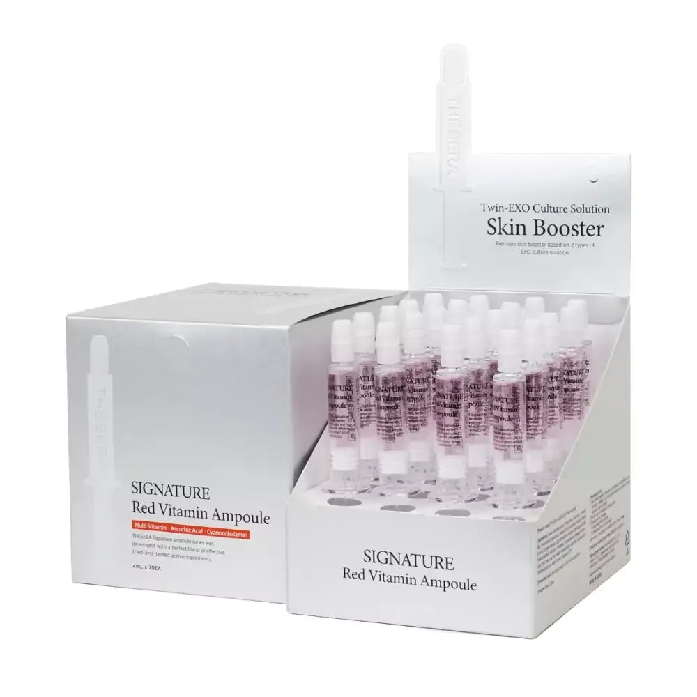 THESERA Signature Red Vitamin šviesinančios ir skaistinančios ampulės, 20x4 ml pakuotė su dėžute