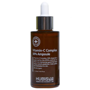 HUBISLAB ampulė su 50% vitamino C kompleksu, 120 ml – buteliukas su pipete baltame fone